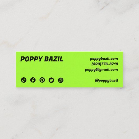 Bedankt voor uw bestelling Social Media Icons Vet Mini Visitekaartje (Achterkant)