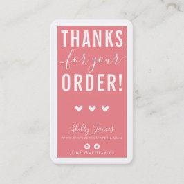 BEDANKT VOOR UW BESTELLING voeg modern koraalroze  Visitekaartje