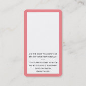 BEDANKT VOOR UW BESTELLING voeg modern koraalroze  Visitekaartje (Achterkant)