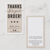 BEDANKT VOOR UW BESTELLING voeg tarwe zwart Visitekaartje (Voorkant / Achterkant)