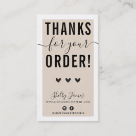 BEDANKT VOOR UW BESTELLING voeg tarwe zwart Visitekaartje