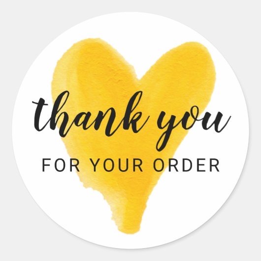 Bedankt voor uw bestelling Waterverf hart Schattig Ronde Sticker (Voorkant)