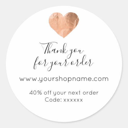 Bedankt voor uw bestelling Web Promoot Code eenvou Ronde Sticker (Voorkant)