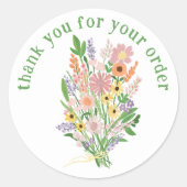"Bedankt voor uw bestelling" Wildflower Bouquet Ronde Sticker (Voorkant)