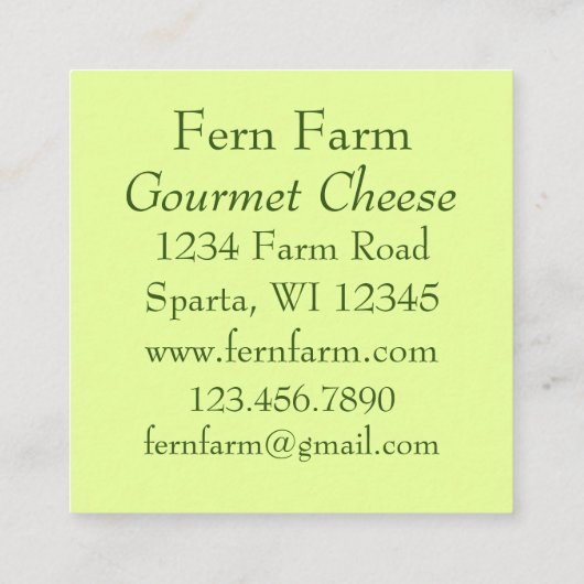 Bedankt voor uw bestelling Zwitserse kaas voedsel Vierkante Visitekaartje (Achterkant)