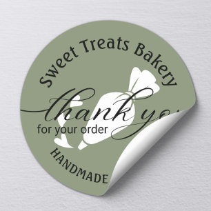 Bedankt voor uw bestellingscutesegment "green cake ronde sticker