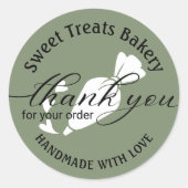 Bedankt voor uw bestellingscutesegment "green cake ronde sticker (Voorkant)