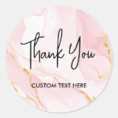 Bedankt voor uw elegante blush roze Waterverf marm Ronde Sticker (Voorkant)