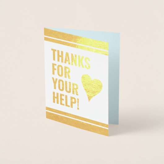 "BEDANKT VOOR UW HULP!" Wenskaart Folie Kaarten (Voorkant)