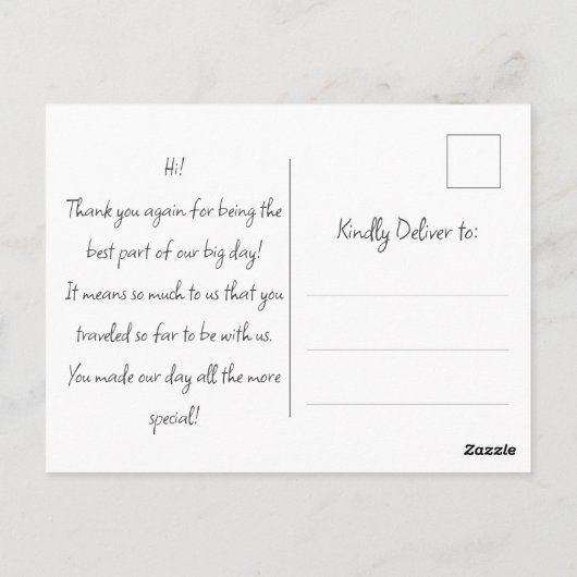 Bedankt voor uw komst Aangepaste naam & Bericht Briefkaart (Achterkant)