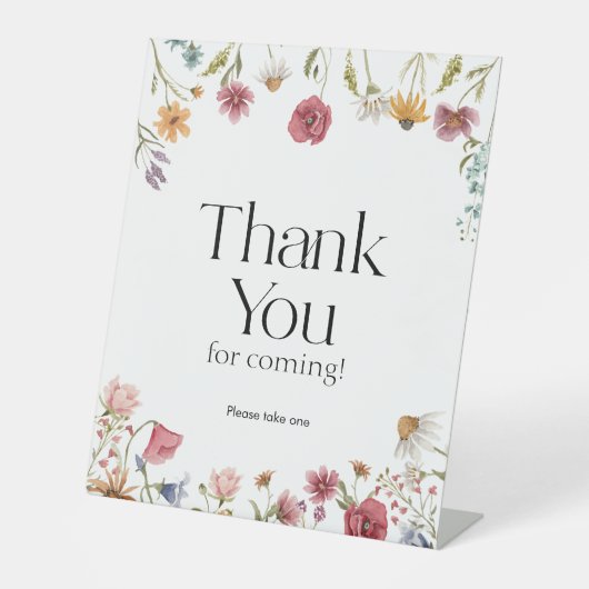 Bedankt voor uw komst Baby shower teken Floral Reclamebord Met Voetstuk (Voorkant)
