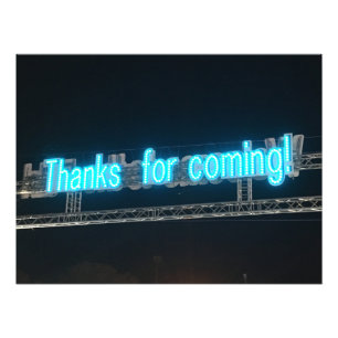 "Bedankt voor uw komst!" Lichtgevende Blauwe Neon  Foto Afdruk