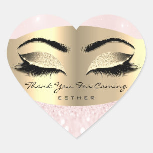 Bedankt voor uw komst naam Heart Pink Gold 16th Hart Sticker