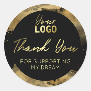 Bedankt voor uw ondersteuning - Moderne inkt Gold  Ronde Sticker