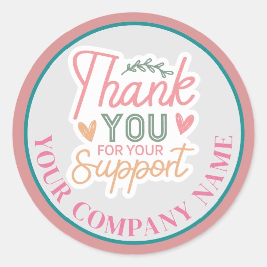 Bedankt voor uw ondersteuning sticker (Voorkant)