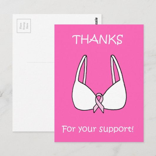 Bedankt voor uw roze lintje voor ondersteuning briefkaart (Voorkant / Achterkant)