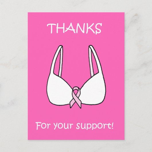 Bedankt voor uw roze lintje voor ondersteuning briefkaart (Voorkant)