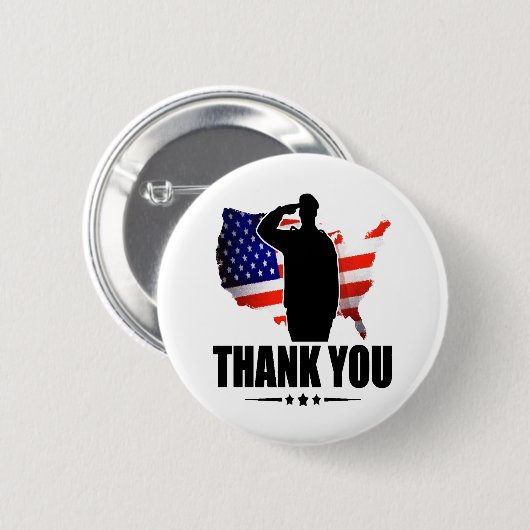 Bedankt voor uw Service American Flag Ronde Button 5,7 Cm (Voorkant /achterkant)