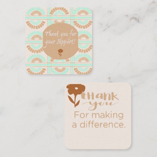 Bedankt voor uw steun: notitiekaartje (Voorkant / Achterkant)