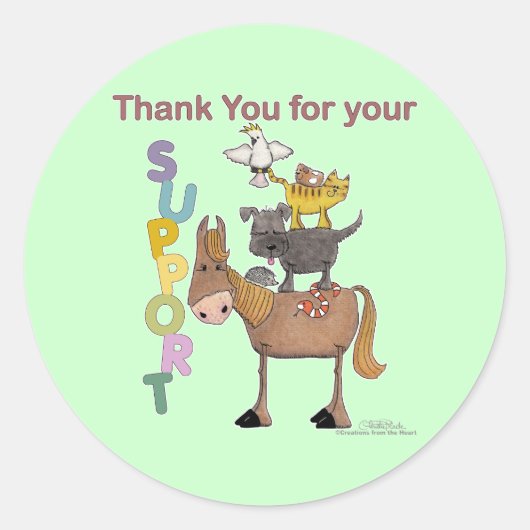 Bedankt voor uw steun ronde sticker (Voorkant)