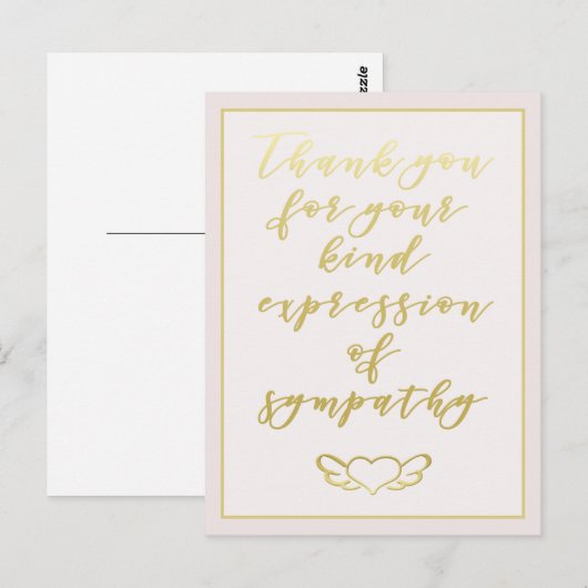 Bedankt voor uw sympathie - Blush Pink Briefkaart (Voorkant / Achterkant)