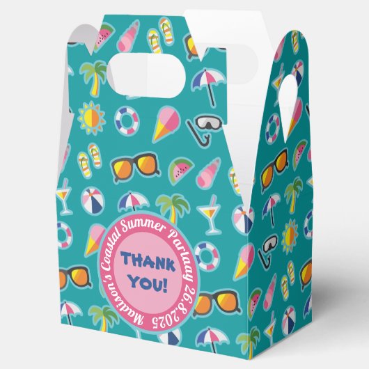 Bedankt voor uw voorkeur kustpatroon monogram Blau Bedankdoosjes (Geopend)