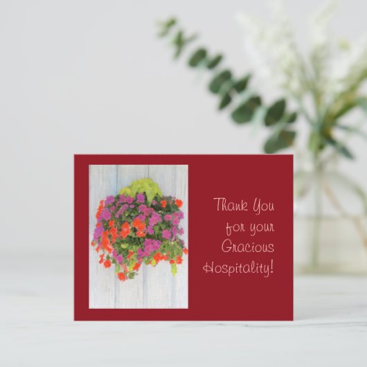 Bedankt voor uw vriendelijke gastvrijheid! briefkaart (Staand voorkant)