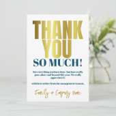 Bedankt voor uw waardering Goudblauwe Bedankt (Staand voorkant)