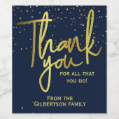 Bedankt voor uw waardering Navy Gold Wijn Etiket (Enkel label)