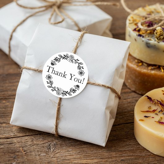 Bedankt voor uw zakelijke bloemenkrans ronde sticker