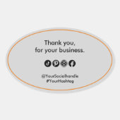 Bedankt voor uw zakelijke Connect & Follow Ovale Sticker (Voorkant)