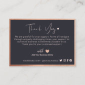 Bedankt voor uw zakelijke Roos Gold Heart Pink Klantenkaartje (Achterkant)