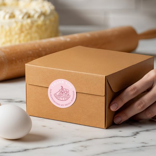 Bedankt voor uw zakelijke roze bakkerijgebak ronde sticker