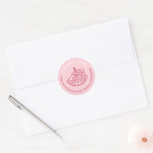 Bedankt voor uw zakelijke roze bakkerijgebak ronde sticker (Envelop)