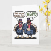 Bedankt voor Vegans Funny Turkey Thanksgiving Gift Kaart (Gele Bloem)