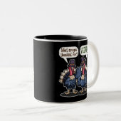 Bedankt voor Vegans Funny Turkey Thanksgiving Gift Tweekleurige Koffiemok (Voorkant rechts)
