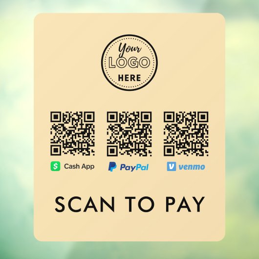 Bedankt voor Venmo Paypal CashApp Scan om Logo te  Raamsticker (Vel 3)
