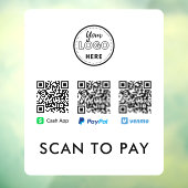 Bedankt voor Venmo Paypal CashApp Scan om Logo te  Raamsticker (Vel 3)