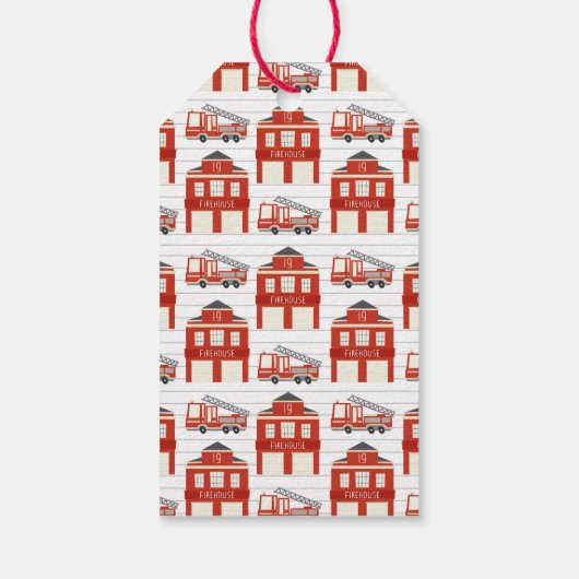 Bedankt voor verjaardagsfeest brandweerwagen cadeaulabel (Achterkant)