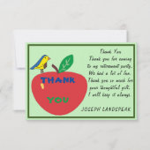 Bedankt voor vogel- en rode appel en groene glitte notitiekaartje (Voorkant)