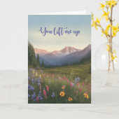 Bedankt voor vriendschap Lift Me Up Mountains Kaart (Gele Bloem)