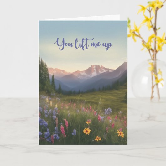 Bedankt voor vriendschap Lift Me Up Mountains Kaart (Gele Bloem)