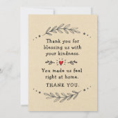 Bedankt voor Warm en Wonderful Hospitality Kaart (Achterkant)