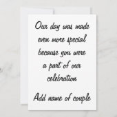 BEDANKT VOOR WEDDING / SHOWER KAART (Achterkant)