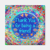  Bedankt Vrienden Inspirivity Blue Floral Magneet (Voorkant)