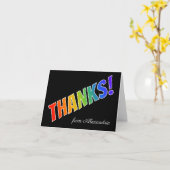 "BEDANKT" w/ Rainbow Kijk Letters, aangepaste naam Kaart (Gele Bloem)