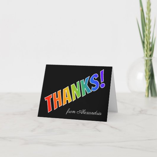 "BEDANKT" w/ Rainbow Kijk Letters, aangepaste naam Kaart (Voorkant)
