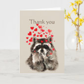 Bedankt Wasbeer Blowing Kisses Dier & Schrift Kaart (Gele Bloem)