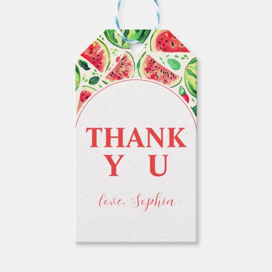 Bedankt Watermeloen 1e verjaardag Cadeaulabel (Voorkant)