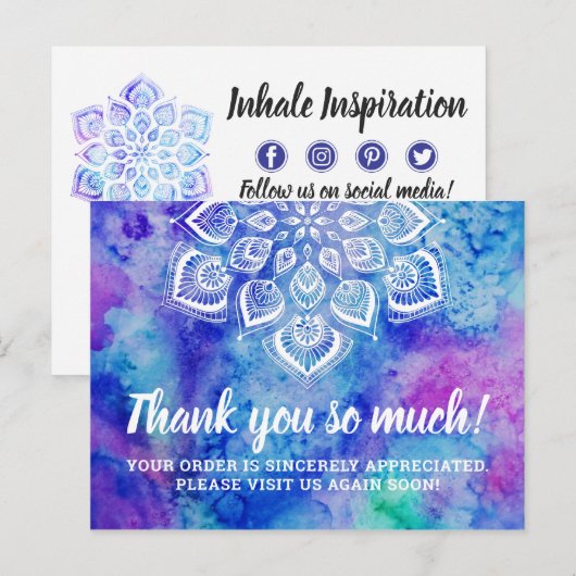 Bedankt Waterverf Mandala Metaphysical Yoga Briefkaart (Voorkant / Achterkant)